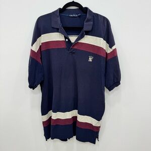 Nautica Men's Polo in Navy with Maroon and White Accents